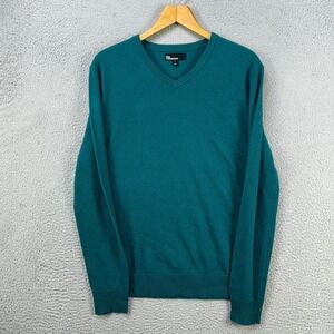 The Commons Cashmere Sweater V-Neck Mens Large Teal Knit‎ Pullover Outdoor NEW